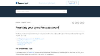 Resetting your WordPress password – DreamHost