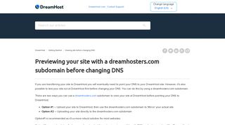 Previewing your site with a dreamhosters.com subdomain before ...