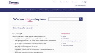 Online Finance for web orders – Dreams Help Centre