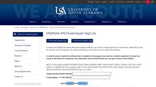 MSDNAA-MS DreamSpark Sign Up - University of South Alabama