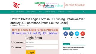 How to Create Login Form in PHP using Dreamweaver and MySQL ...