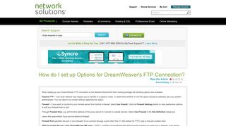How do I set up Options for DreamWeaver's FTP Connection?