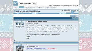 displaying a username using a php login script - Dreamweaver Club ...