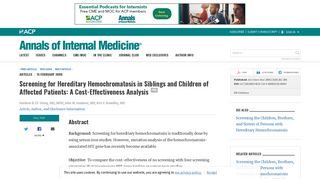 Screening for Hereditary Hemochromatosis in Siblings and Children of ...