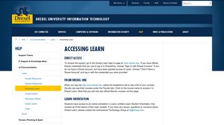 Accessing Learn | Information Technology | Drexel University
