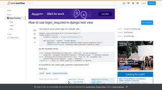 How to use login_required in django rest view - Stack Overflow
