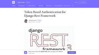 Token Based Authentication for Django Rest Framework - Medium