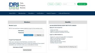 dri.ca member portal - Disaster Recovery Institute Canada