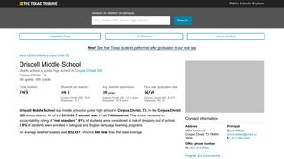 Driscoll Middle School | Texas Public Schools | The Texas Tribune