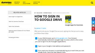 How to Sign In to Google Drive - Dummies.com