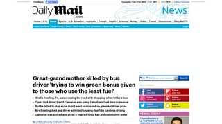 Sheila Bowling killed by bus driver 'trying to win green bonus given to ...