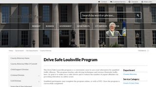 Drive Safe Louisville Program | LouisvilleKy.gov