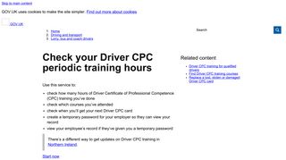 Check your Driver CPC periodic training hours - GOV.UK