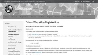 Driver Education Registration - Maples Collegiate