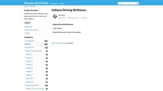 Indiana Driving Brilliance - Drivers Ed Forum