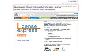 WA State Licensing (DOL) Official Site: License eXpress information ...