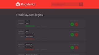 droolplay.com passwords - BugMeNot