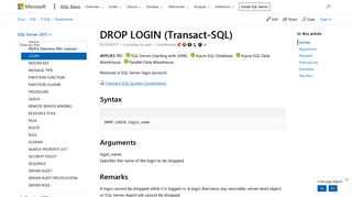 DROP LOGIN (Transact-SQL) - SQL Server | Microsoft Docs