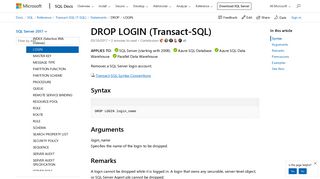 DROP LOGIN (Transact-SQL) - SQL Server | Microsoft Docs