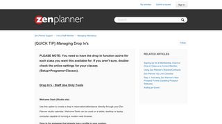 {QUICK TIP} Managing Drop In's – Zen Planner Support