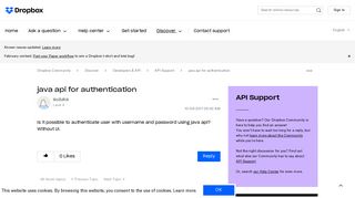 java api for authentication - Dropbox Community - 245127