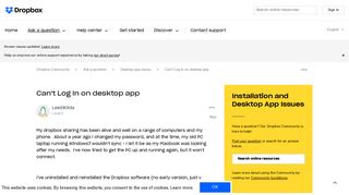 Solved: Can't Log In on desktop app - Dropbox Community - 274664