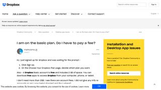 Solved: I am on the basic plan. Do I have to pay a fee? - Dropbox ...