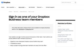 Sign in as one of your Dropbox Business team members – Dropbox ...