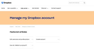 Manage account – Dropbox Help