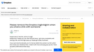 Solved: Please remove the Dropbox login/signin when you sh ...