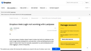 Solved: Dropbox Web Login not working with Lastpass - mxpez29397 ...