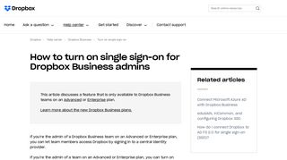 How to turn on single sign-on for Dropbox Business admins – Dropbox ...