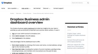 Dropbox Business admin dashboard overview – Dropbox Help