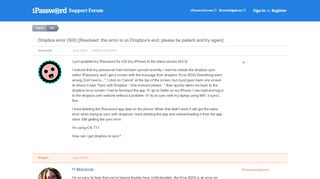 Dropbox error (500) [Resolved: this error is on Dropbox's end, please ...