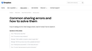 Common sharing errors and how to solve them – Dropbox Help