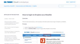 How to login to Dropbox as a Reseller – Ingram Micro Cloud KB