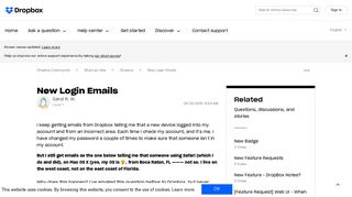 New Login Emails - Dropbox Community - 169839