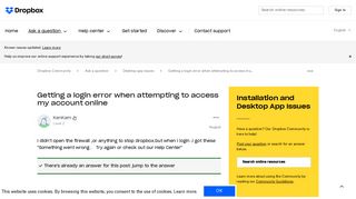 Solved: Getting a login error when attempting to access my ...