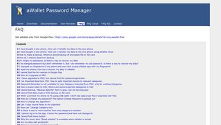 FAQ - aWallet Password Manager