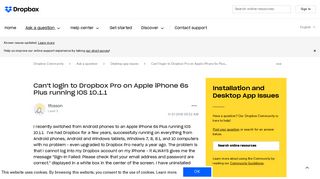 Solved: Can't login to Dropbox Pro on Apple iPhone 6s Plus ...