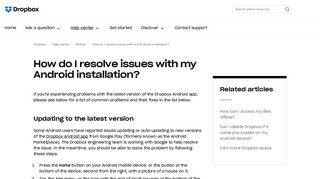 How do I resolve issues with my Android installation? – Dropbox Help