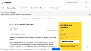Solved: Drop Box Security Issues - Dropbox Community - 207410