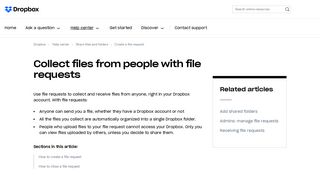 Collect files from people with file requests – Dropbox Help