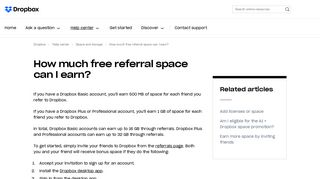How much free referral space can I earn? – Dropbox Help