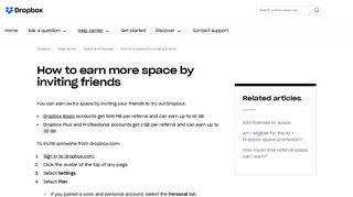 How to earn more space by inviting friends – Dropbox Help