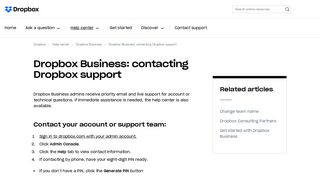 Dropbox Business: contacting Dropbox support – Dropbox Help