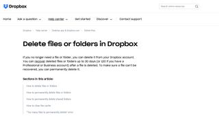 Delete files or folders in Dropbox – Dropbox Help