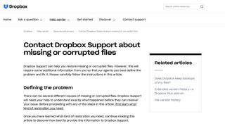 Contact Dropbox Support about missing or corrupted files – Dropbox ...