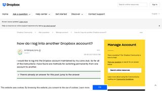 Solved: how do I log into another Dropbox account? - Dropbox ...