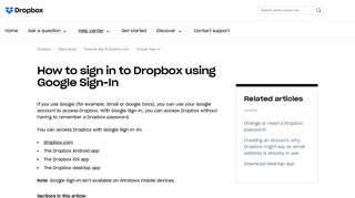 How to sign in to Dropbox using Google Sign-In – Dropbox Help